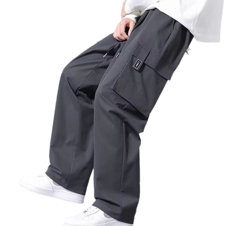 Loose Pockets Drawstring Boys Straight Cargo Pants