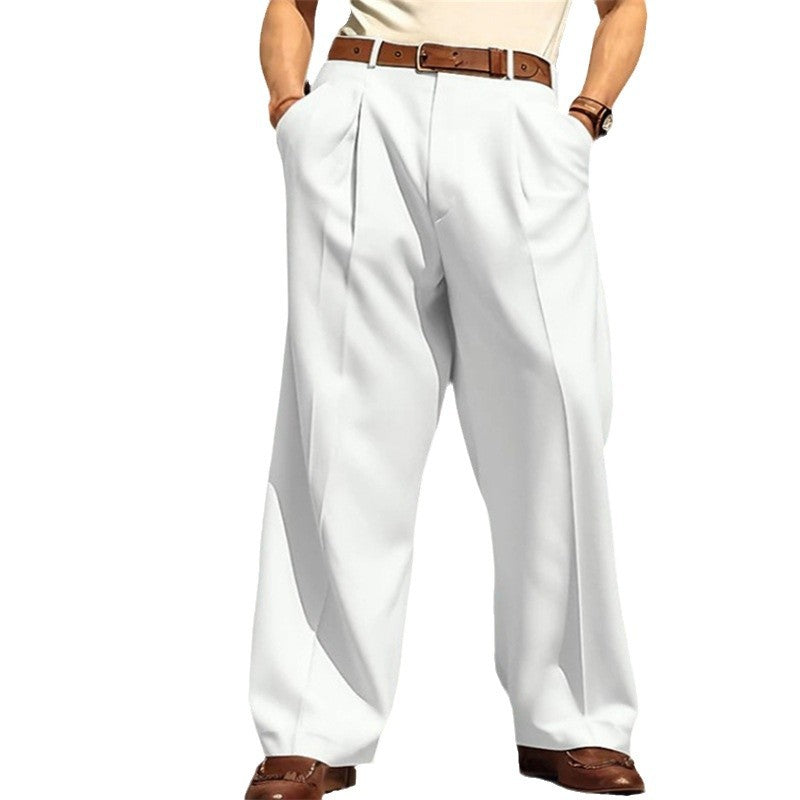 Men's Wide Leg Leisure Front Pocket Straight  Pants