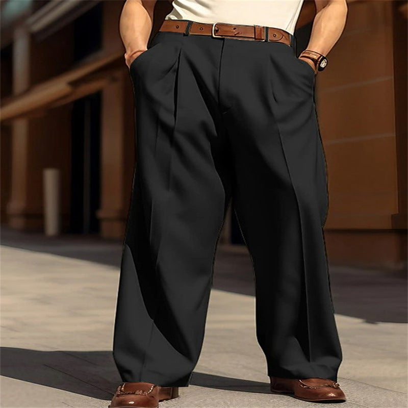 Men's Wide Leg Leisure Front Pocket Straight  Pants